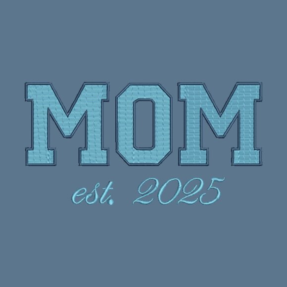 MOM Embroidered Adult Unisex Crewneck Sweatshirt New Mom 2025 Light Blue Thread - Picture 2 of 8